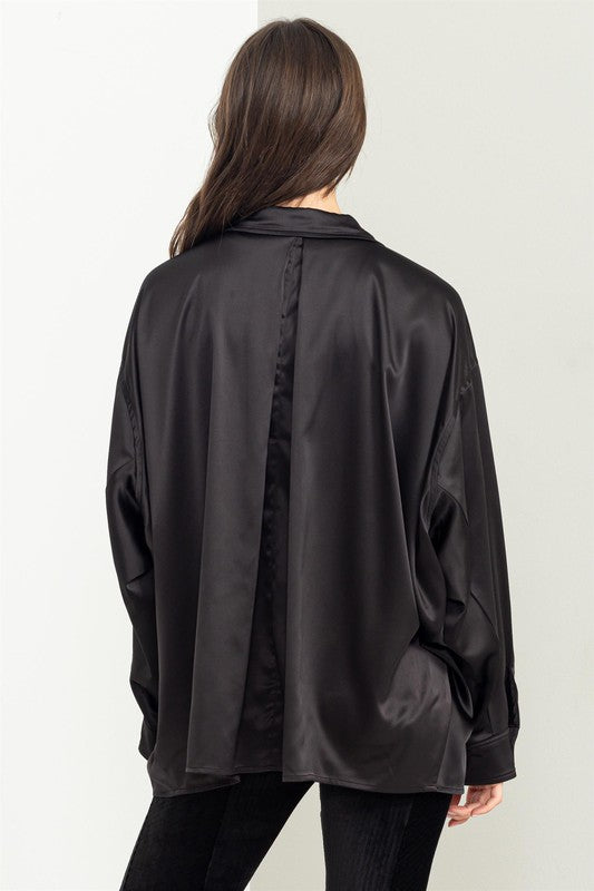 COMPLETELY CHARMED OVERSIZED SATIN SHIRT