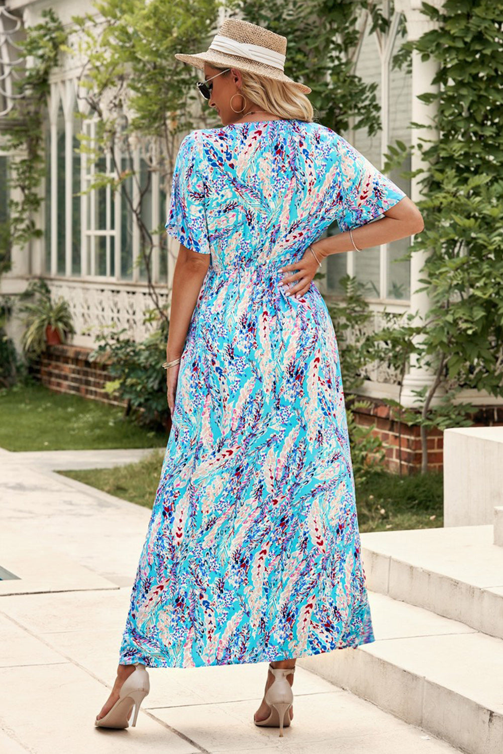 Multicolored V-Neck Maxi Dress