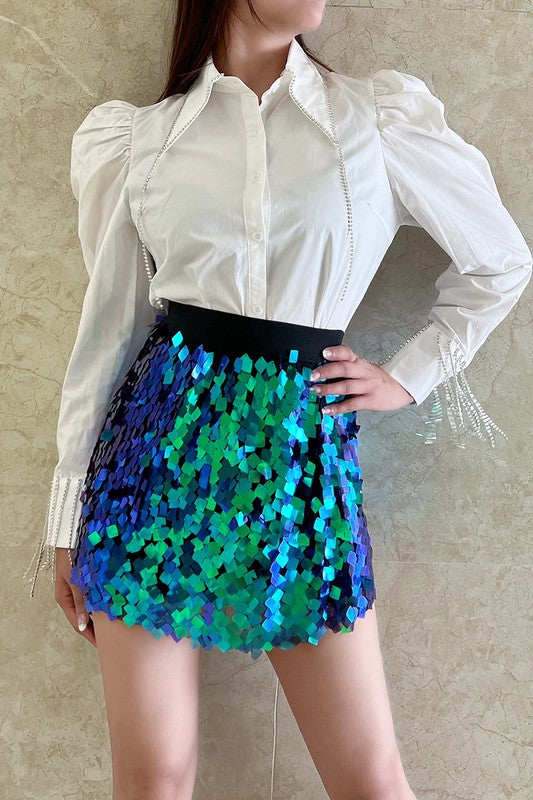 Scale Sequin Mini Skirt