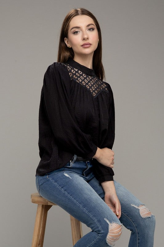 Women's Lace Yoke Blouse