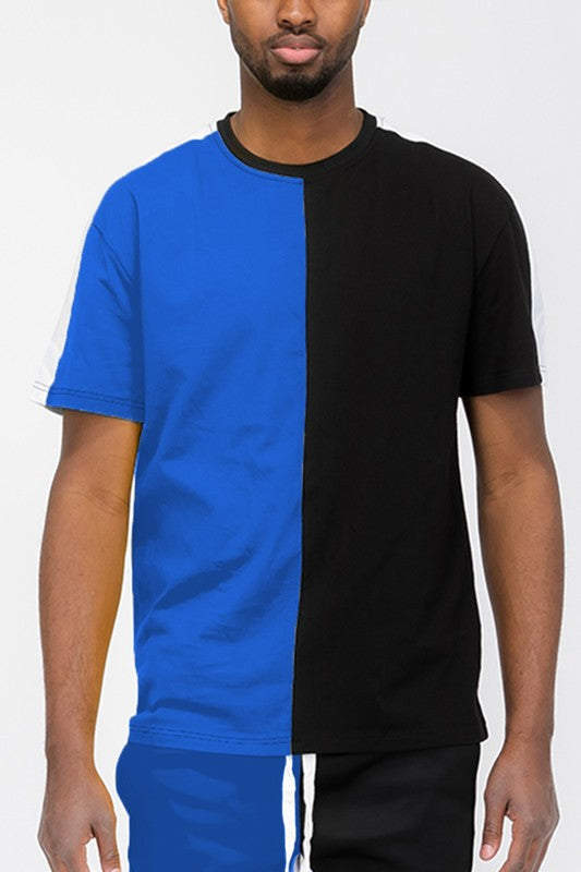 Two Tone Color Block Short Sleeve T-Shirt