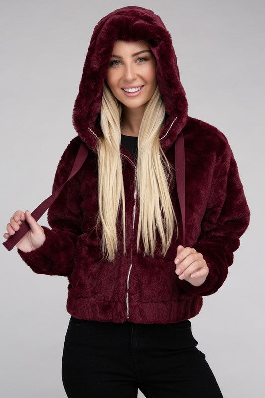 Fluffy Zip-Up Teddy Hoodie