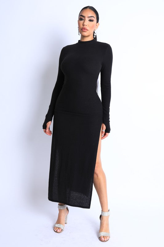 Hacci mockneck long sleeve dress