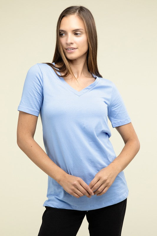 COTTON V-NECK SHORT SLEEVE T-SHIRTS