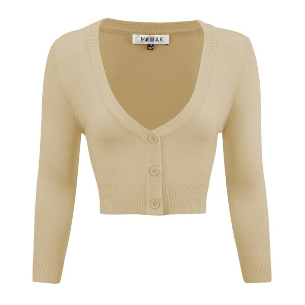 Women's Cropped Bolero 3/4 Sleeve Cardigan