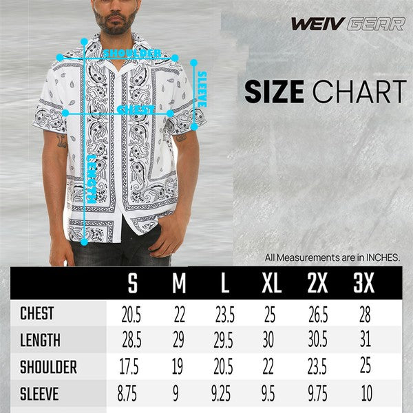 Men's Collared Print Button Down Shirt