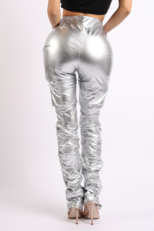 Metallic Stacked Pants