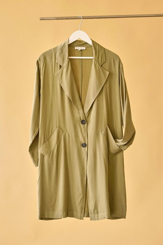 RIGHT ROUND BUTTON-FRONT OVERSIZED COAT