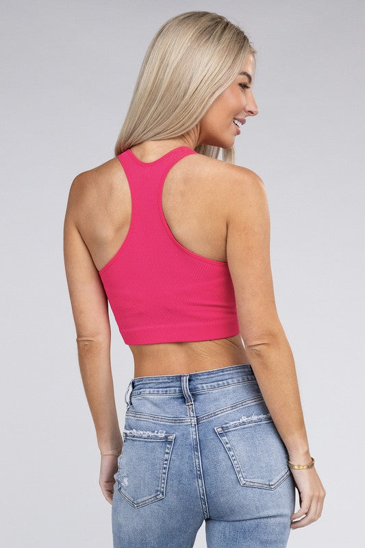 RIBBED CROPPED RACERBACK TANK TOP