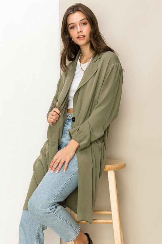 RIGHT ROUND BUTTON-FRONT OVERSIZED COAT