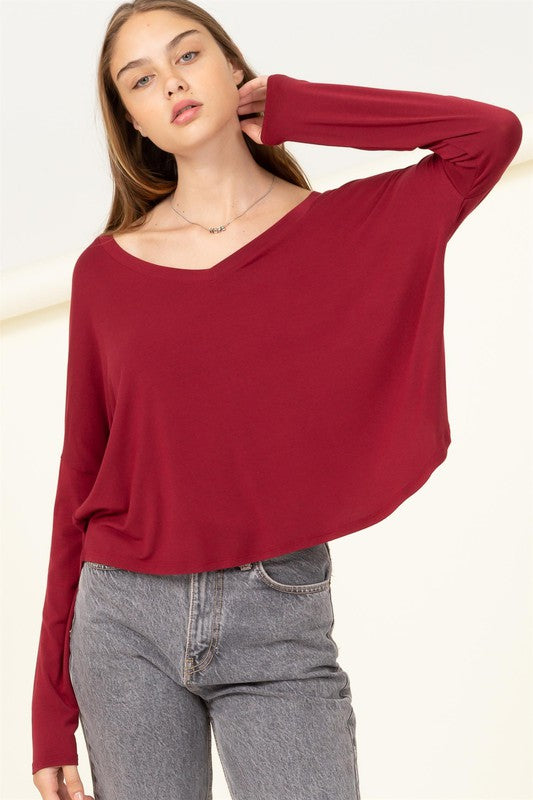 Love Me Right V Neck Loose Fit Top