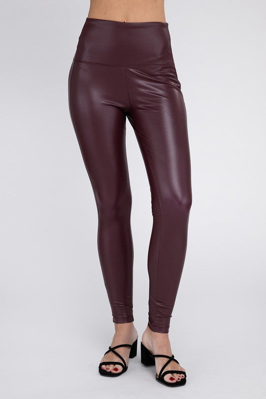 HIGH RISE FAUX LEATHER LEGGINGS