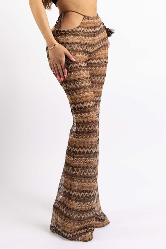 Cut Out Detailed Crochet Pants