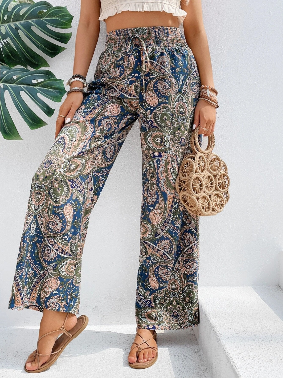 Printed Wide Leg Pants