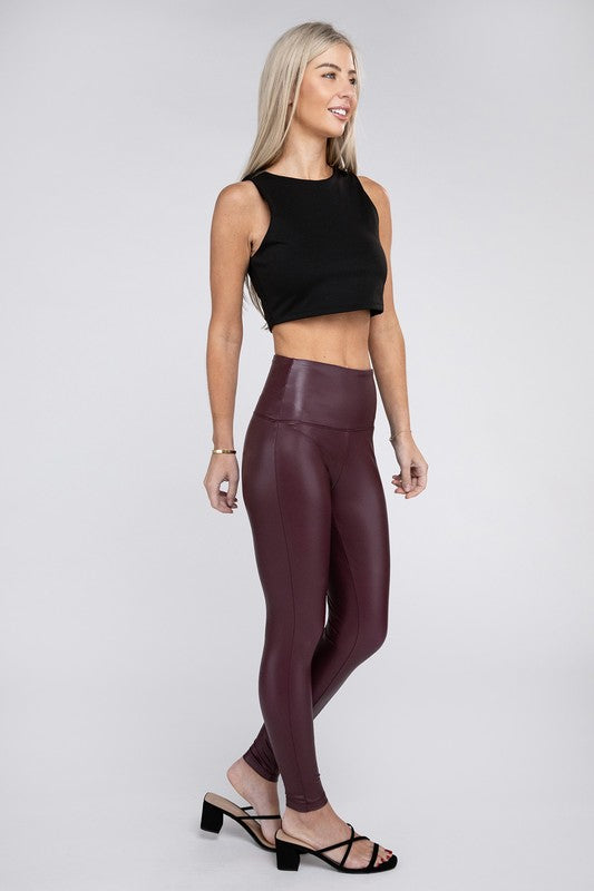 HIGH RISE FAUX LEATHER LEGGINGS