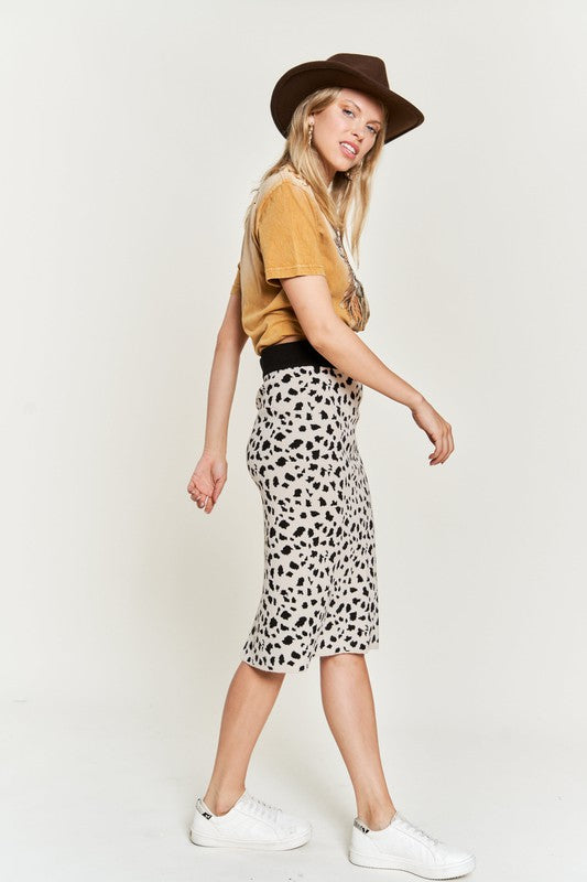 ANIMAL PRINT SWEATER SKIRTS KRS5026-2P