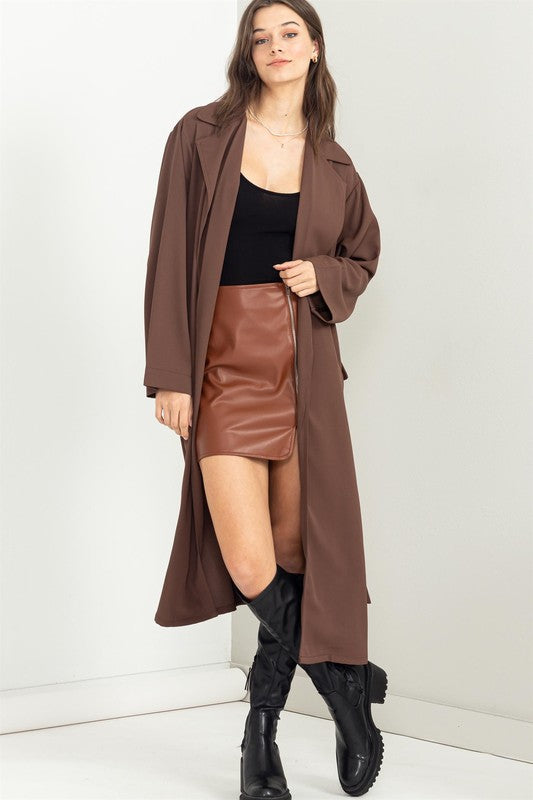 KEEP ME CLOSE BELTED WOMENS TRENCH COAT