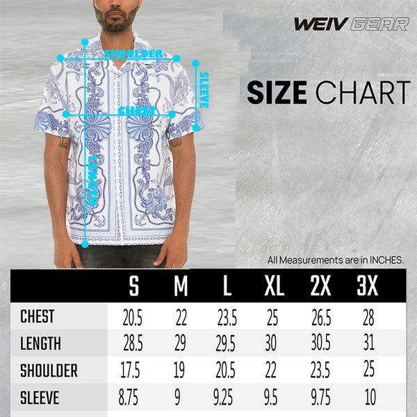 Men's Collared Print Button Down Shirt