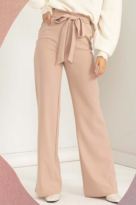 SEEKING SULTRY HIGH-WAISTED TIE-FRONT FLARED PANTS