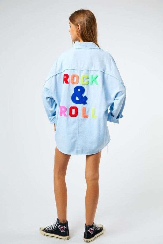 MULTI COLOR LETTERS FRINGED HEM DETAIL SHIRT