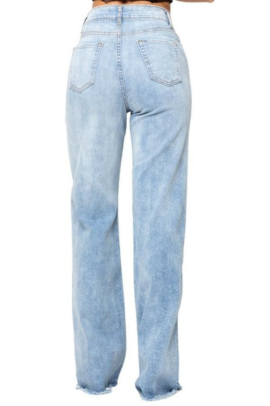 Stone Wash Wide Leg jean