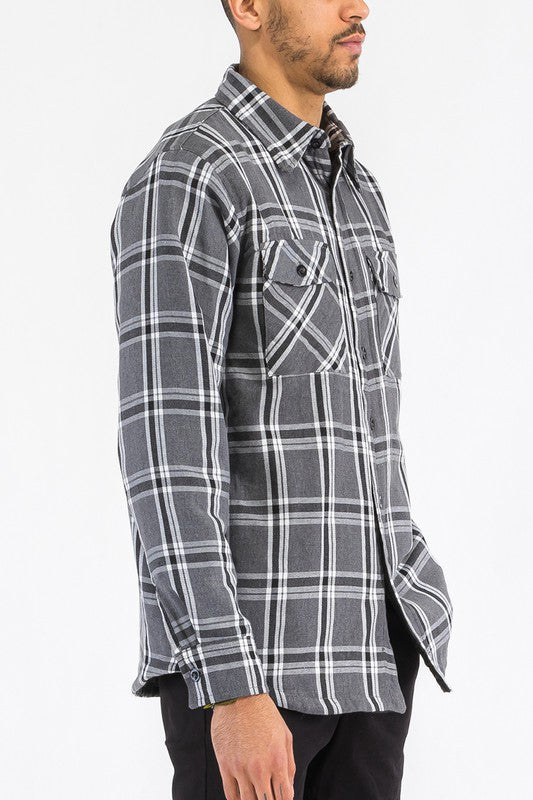 MEN'S QUILTED PADDED FLANNEL SHIRT