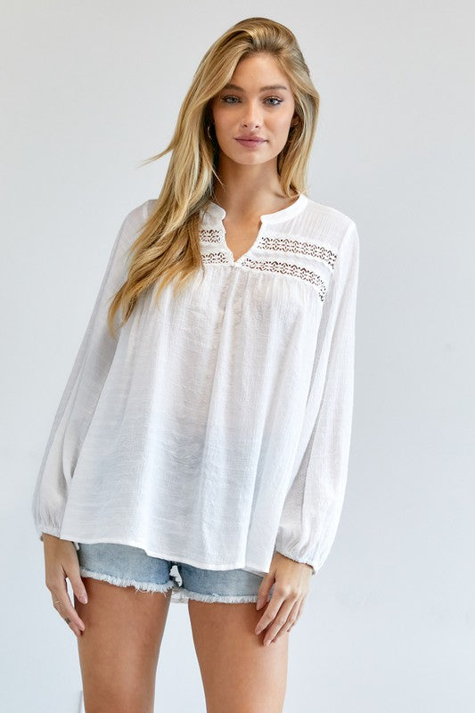 SOLID V NECK BLOUSE TOP