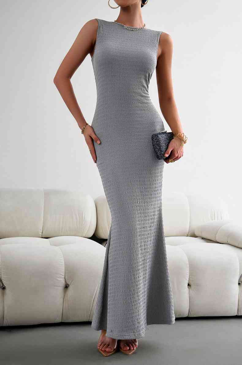 Round Neck Sleeveless Maxi Fishtail Dress