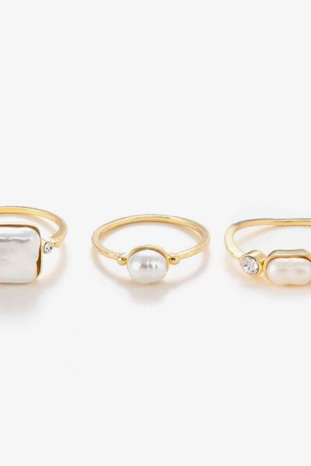 Pearl 18K Gold-Plated Ring Set