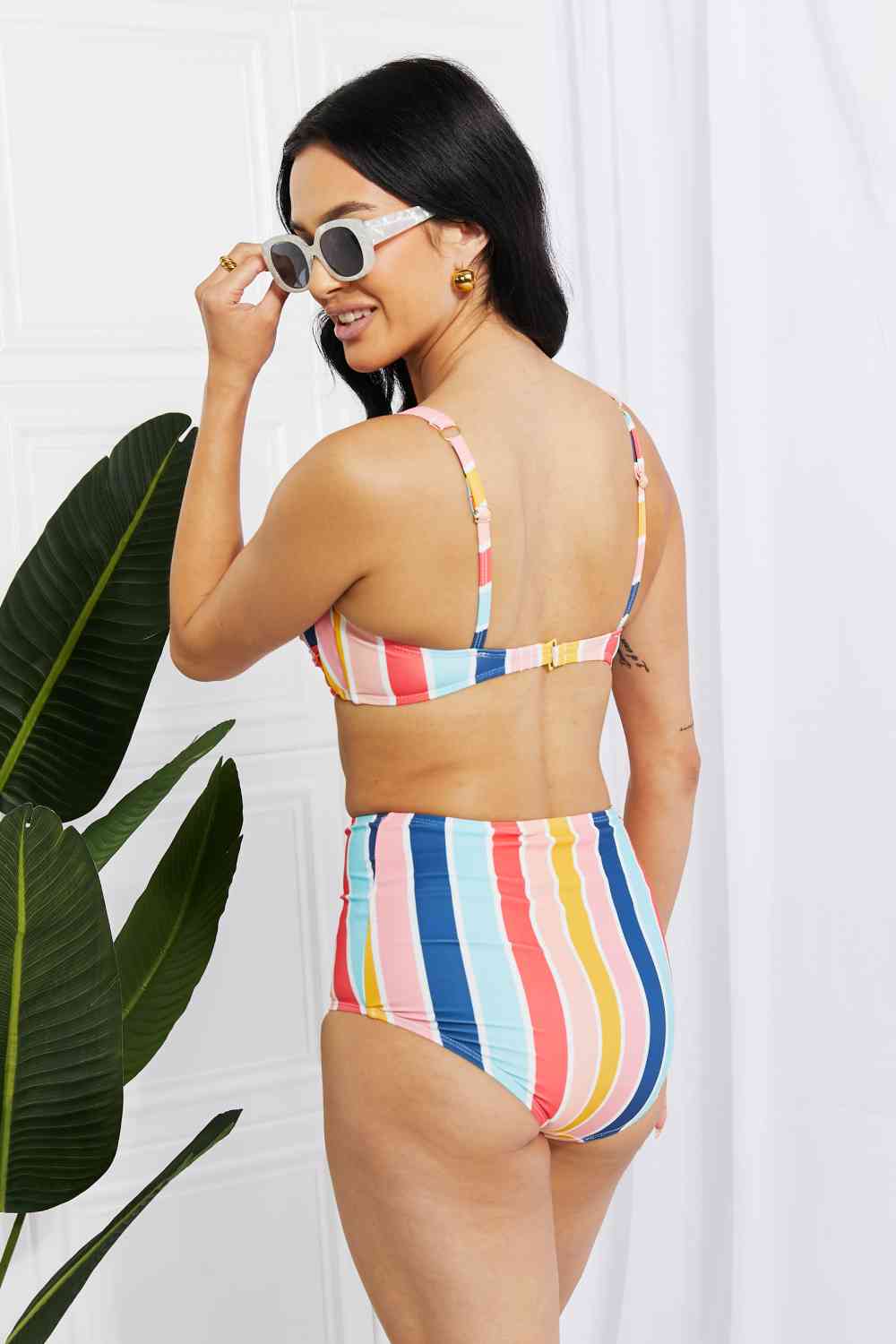 Marina West Swim Take A Dip Twist High-Rise Bikini in Stripe