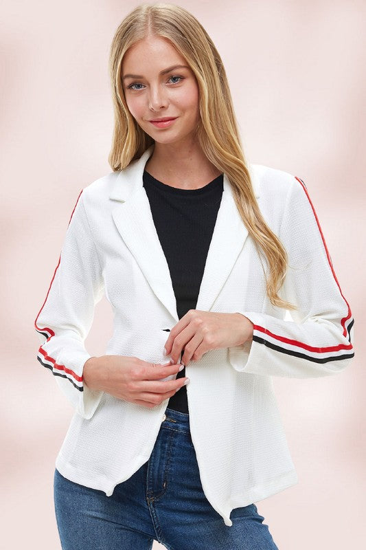 Bullet With Button and Stripe Tape Blazer Jacket