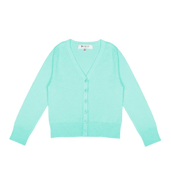 Girls Long Sleeve V neck Sweater Cardigan