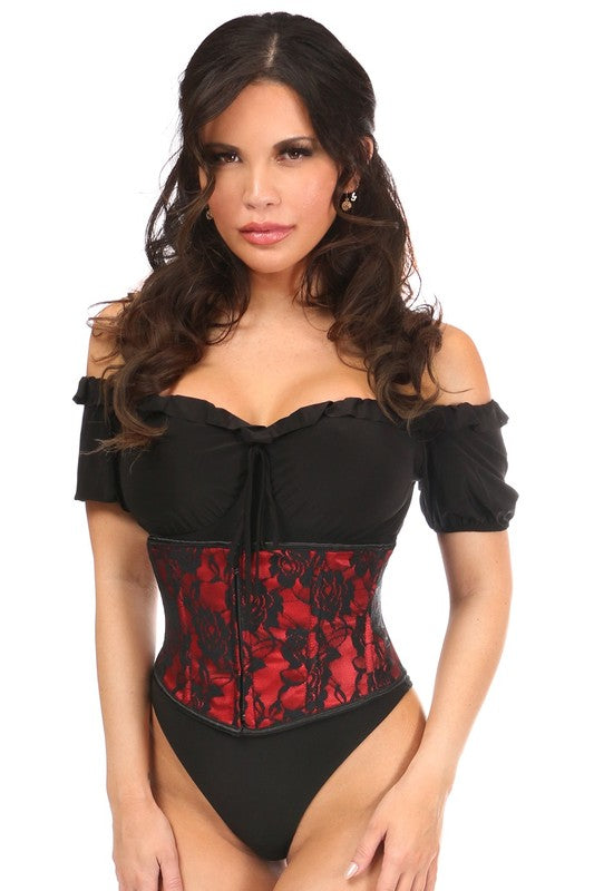 Lavish Red w/Black Lace Overlay Mini Cincher