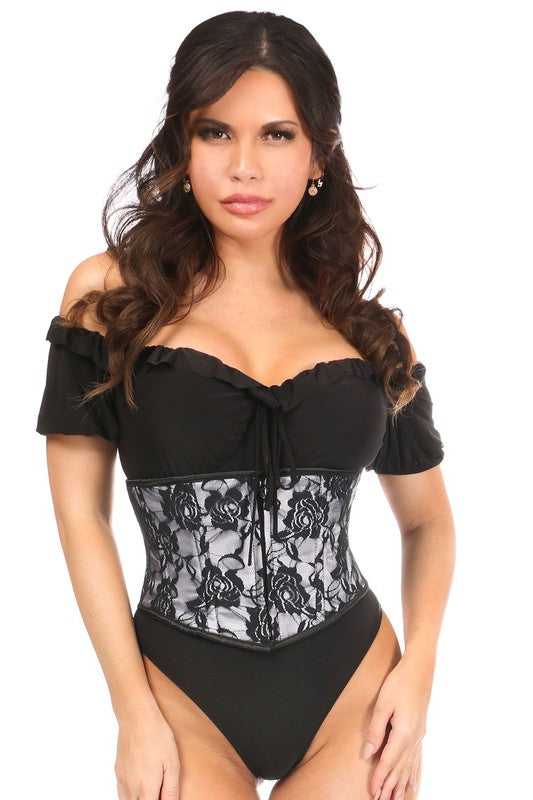 Lavish White w/Black Lace Overlay Mini Cincher