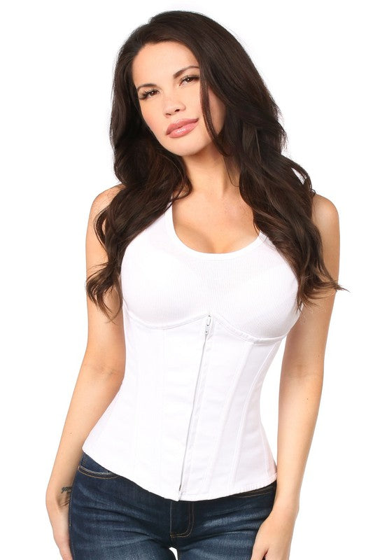 Lavish White Cotton Underbust Corset