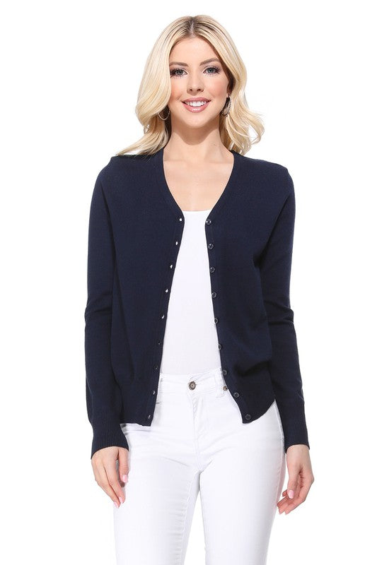 Women's V Neck Button Down Knit Cardigan Sweater