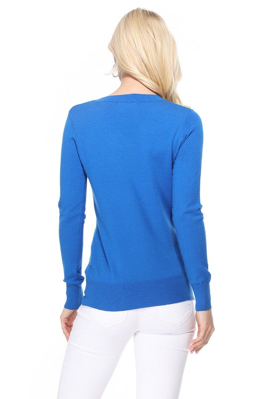 Women's Long Sleeve V Neck Pulll Over Sweater Top