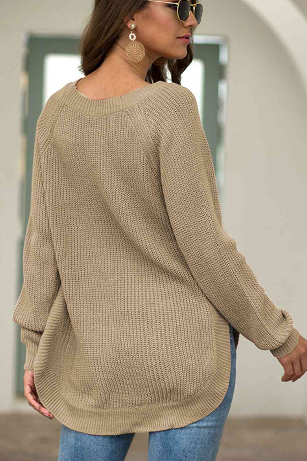 Round Neck Ribbed Knit Top