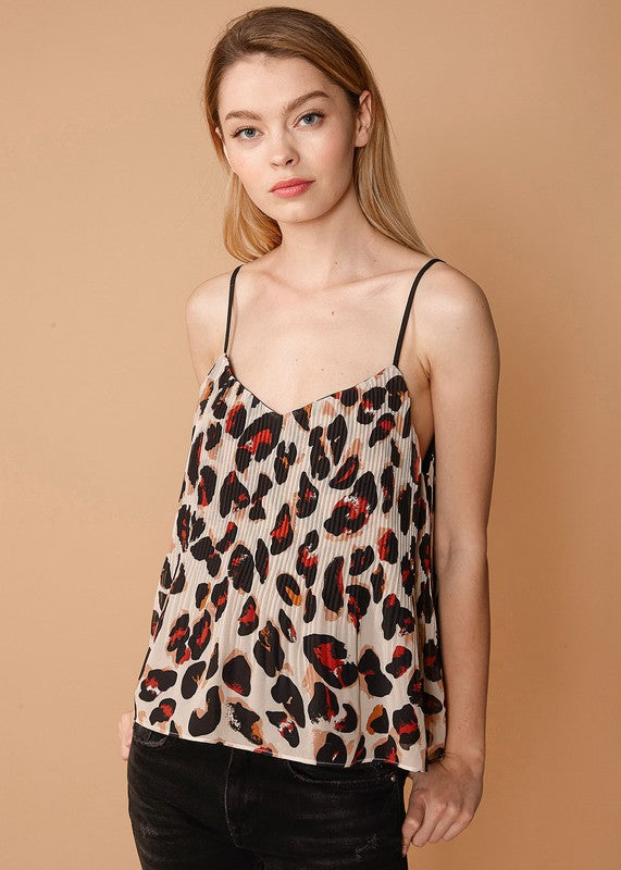 NURODE LEOPARD PLEATED CAMI