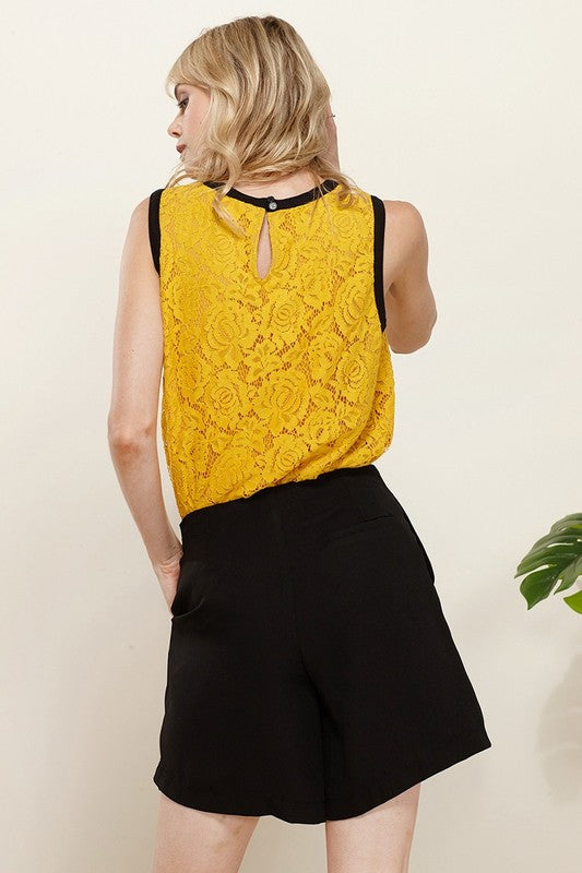 FLORAL LACE SLEEVELESS TOP IN XS XL