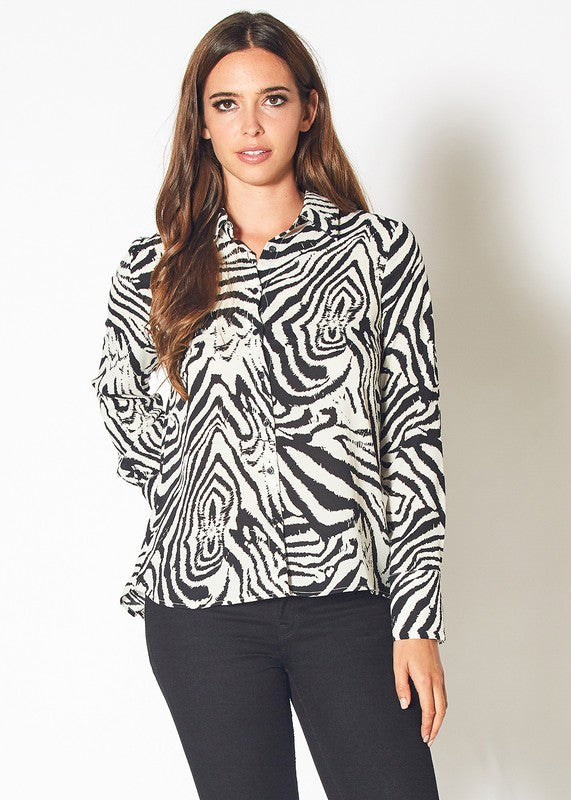 ZEBRA BUTTON UP SHIRT XS XL