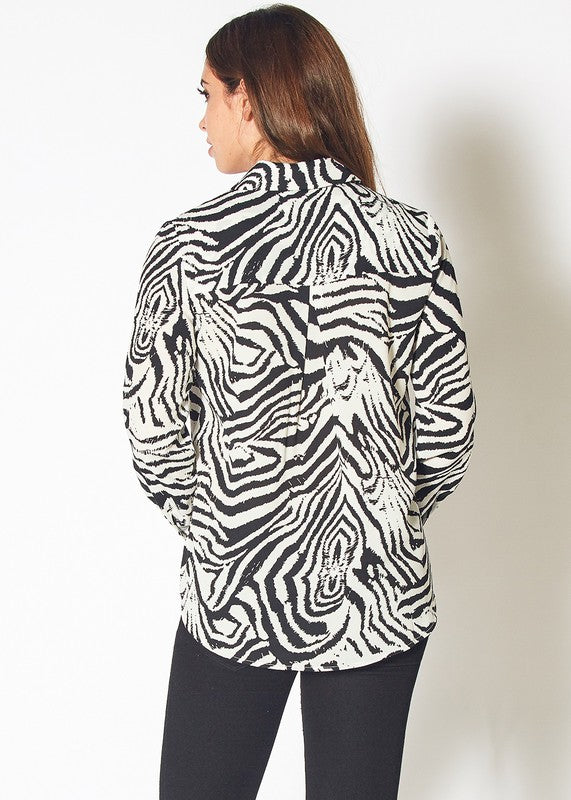 ZEBRA BUTTON UP SHIRT XS XL