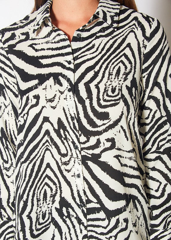 ZEBRA BUTTON UP SHIRT XS XL