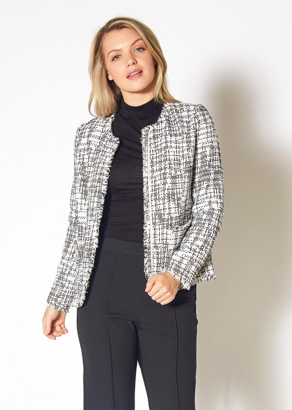 Open Front Tweed Blazer