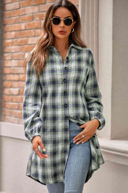 Plaid Tie Front Mini Shirt Dress