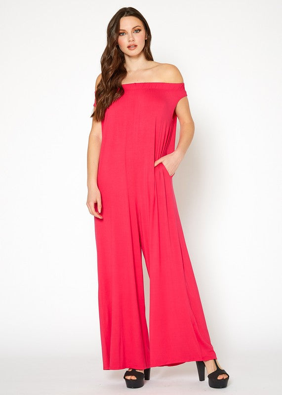 Off Shoulder Wide Leg Jumpsuit