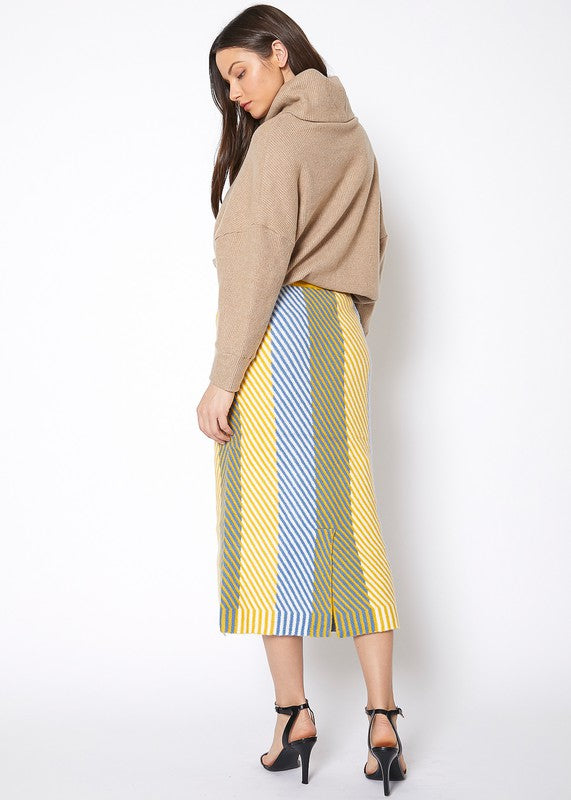 Multi Stripe Knit Midi Skirt