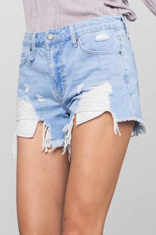 Ripped Frayed Denim Shorts