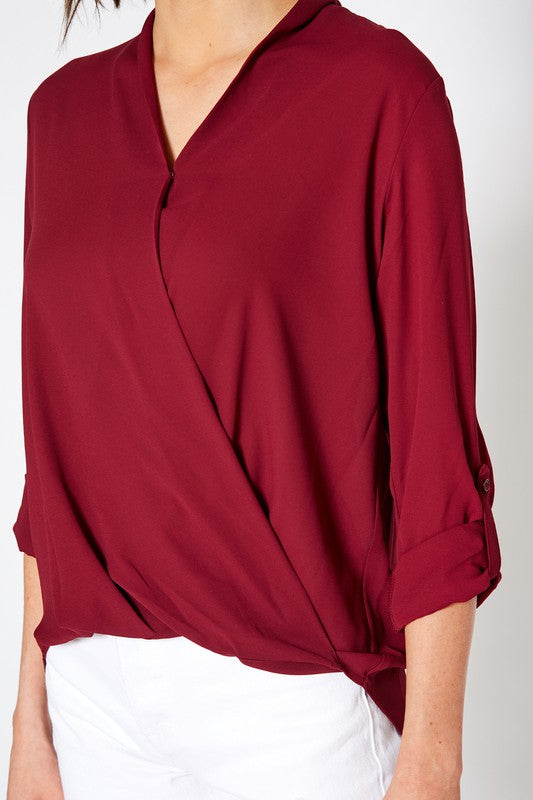 WRAP TAB SLEEVE BLOUSE IN XS XL