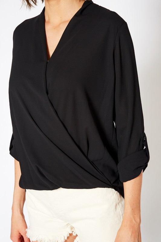 WRAP TAB SLEEVE BLOUSE IN XS XL